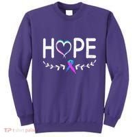 Hope Heart Teal Pink Purple Ribbon Thyroid Cancer Sweatshirt thumb 0