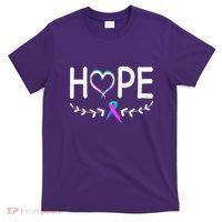 Hope Heart Teal Pink Purple Ribbon Thyroid Cancer T-Shirt thumb 0