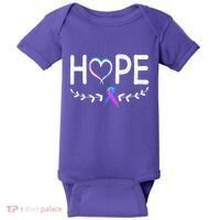 Hope Heart Teal Pink Purple Ribbon Thyroid Cancer Baby Bodysuit thumb 0