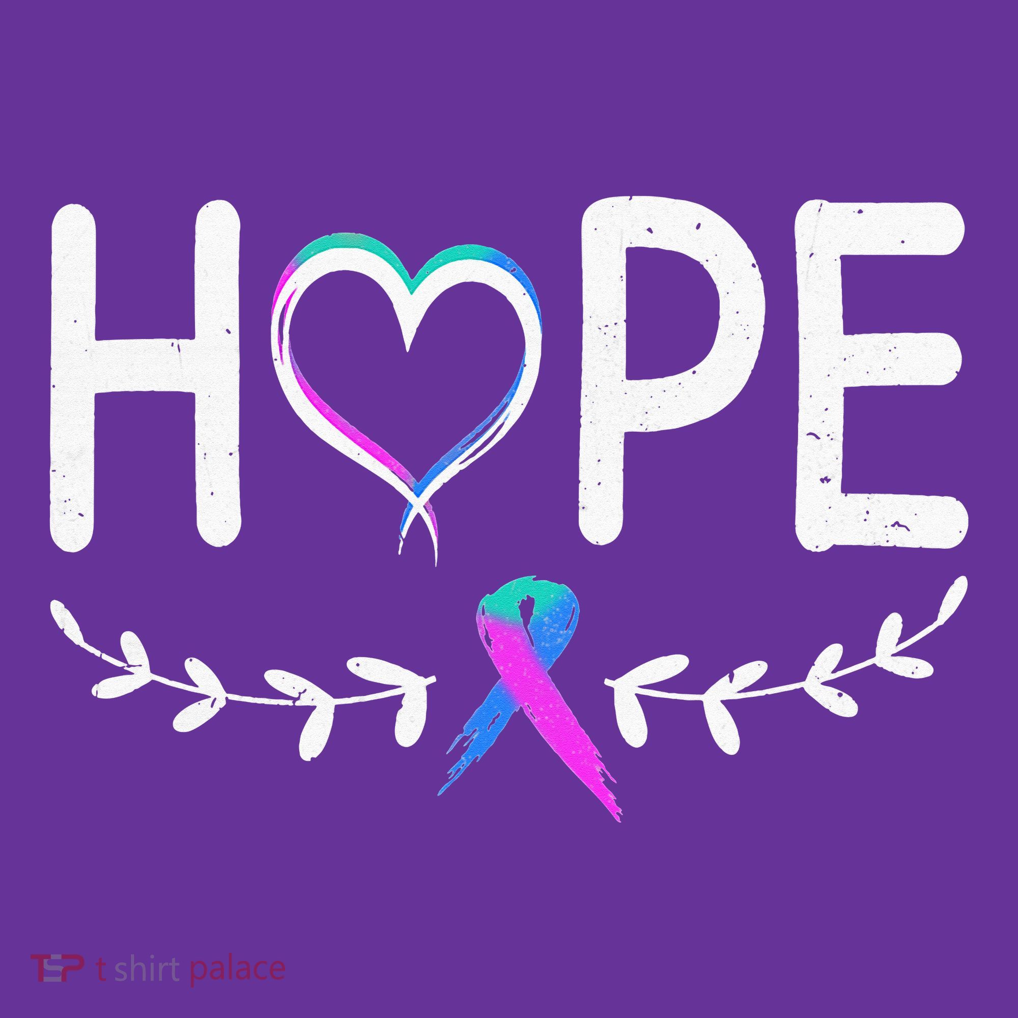 Hope Heart Teal Pink Purple Ribbon Thyroid Cancer Baby Bodysuit