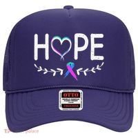 Hope Heart Teal Pink Purple Ribbon Thyroid Cancer Hat thumb 0