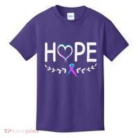 Hope Heart Teal Pink Purple Ribbon Thyroid Cancer Kids T-Shirt thumb 0