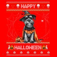 Happy Halloween Ugly Miniature Schnauzer Howloween Pumpkin Santa Hat thumb 1
