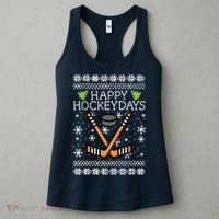 Happy Hockeydays Ugly Christmas Xmas Hockey Women's Tank Top thumb 3