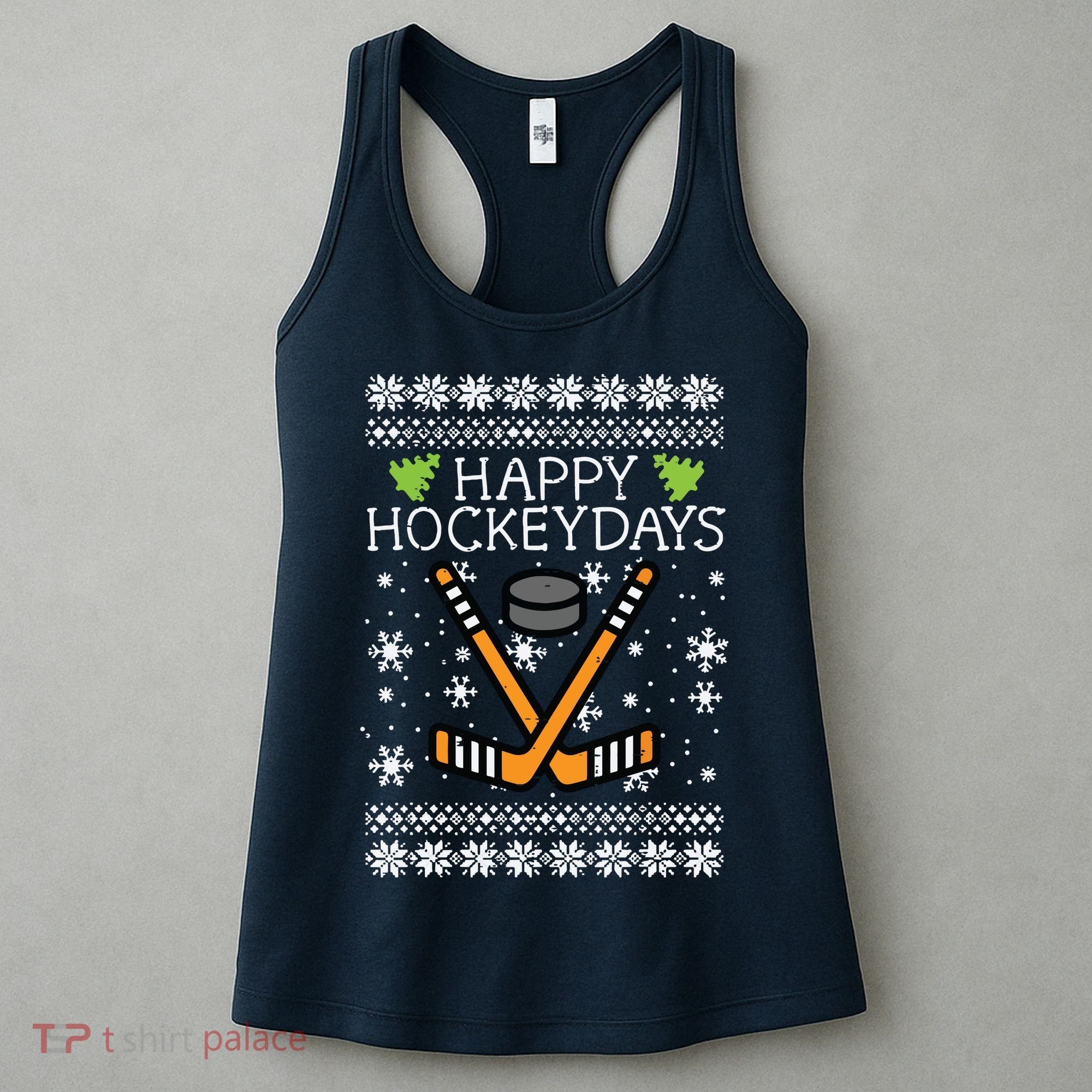 Happy Hockeydays Ugly Christmas Xmas Hockey Women's Tank Top