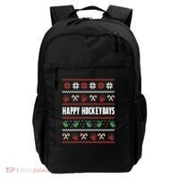 Happy Hockeydays Ugly Chrismas Ice Hockey Gift Backpack thumb 0