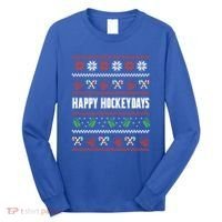 Happy Hockeydays Ugly Chrismas Ice Hockey Gift Long Sleeve Shirt thumb 0