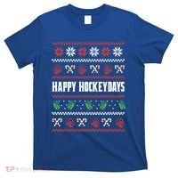 Happy Hockeydays Ugly Chrismas Ice Hockey Gift T-Shirt thumb 0