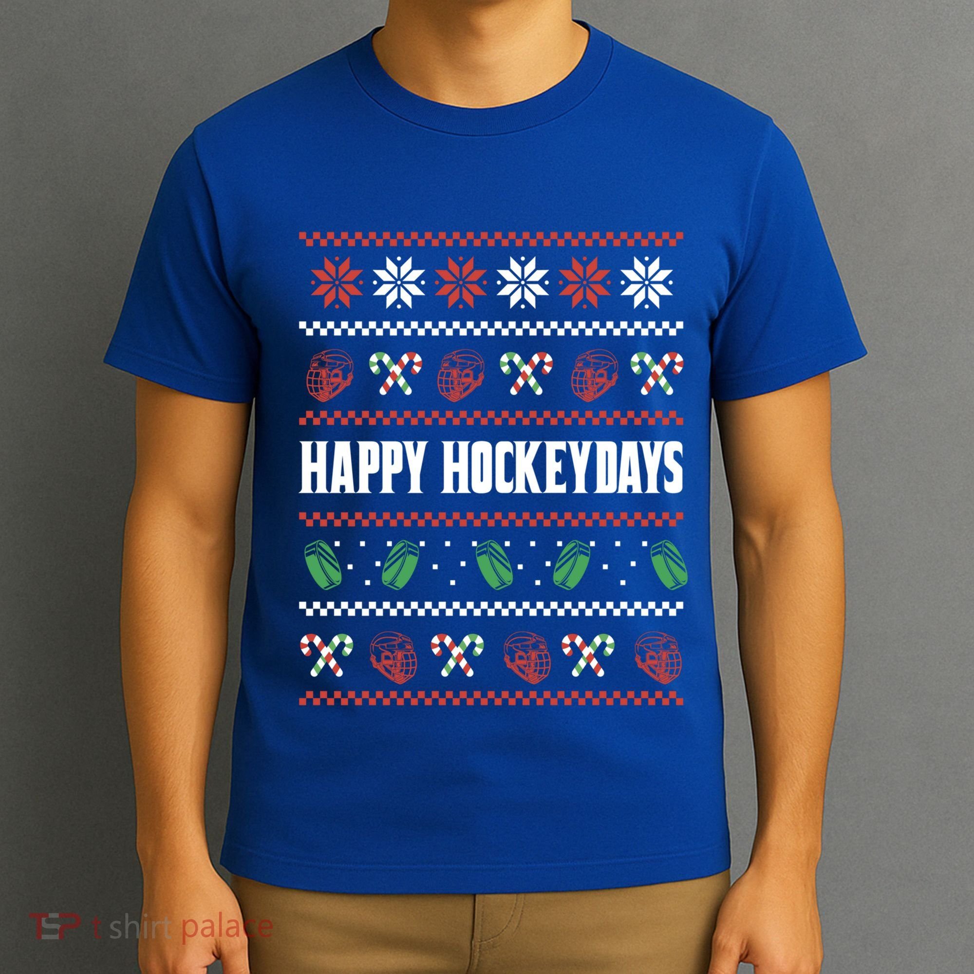Happy Hockeydays Ugly Chrismas Ice Hockey Gift T-Shirt