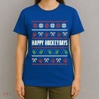 Happy Hockeydays Ugly Chrismas Ice Hockey Gift T-Shirt thumb 4