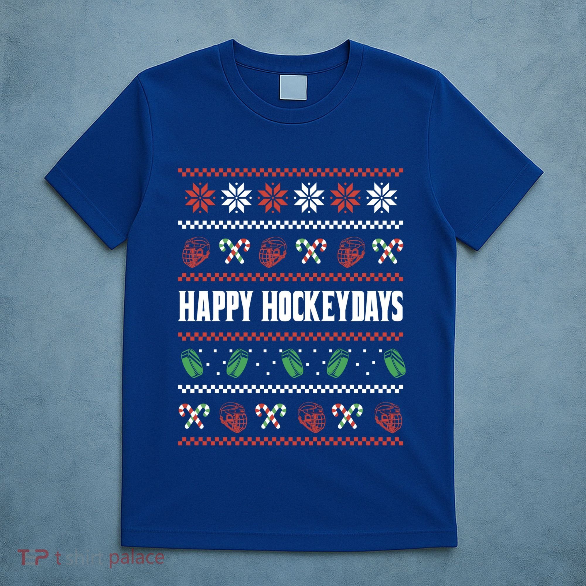 Happy Hockeydays Ugly Chrismas Ice Hockey Gift T-Shirt
