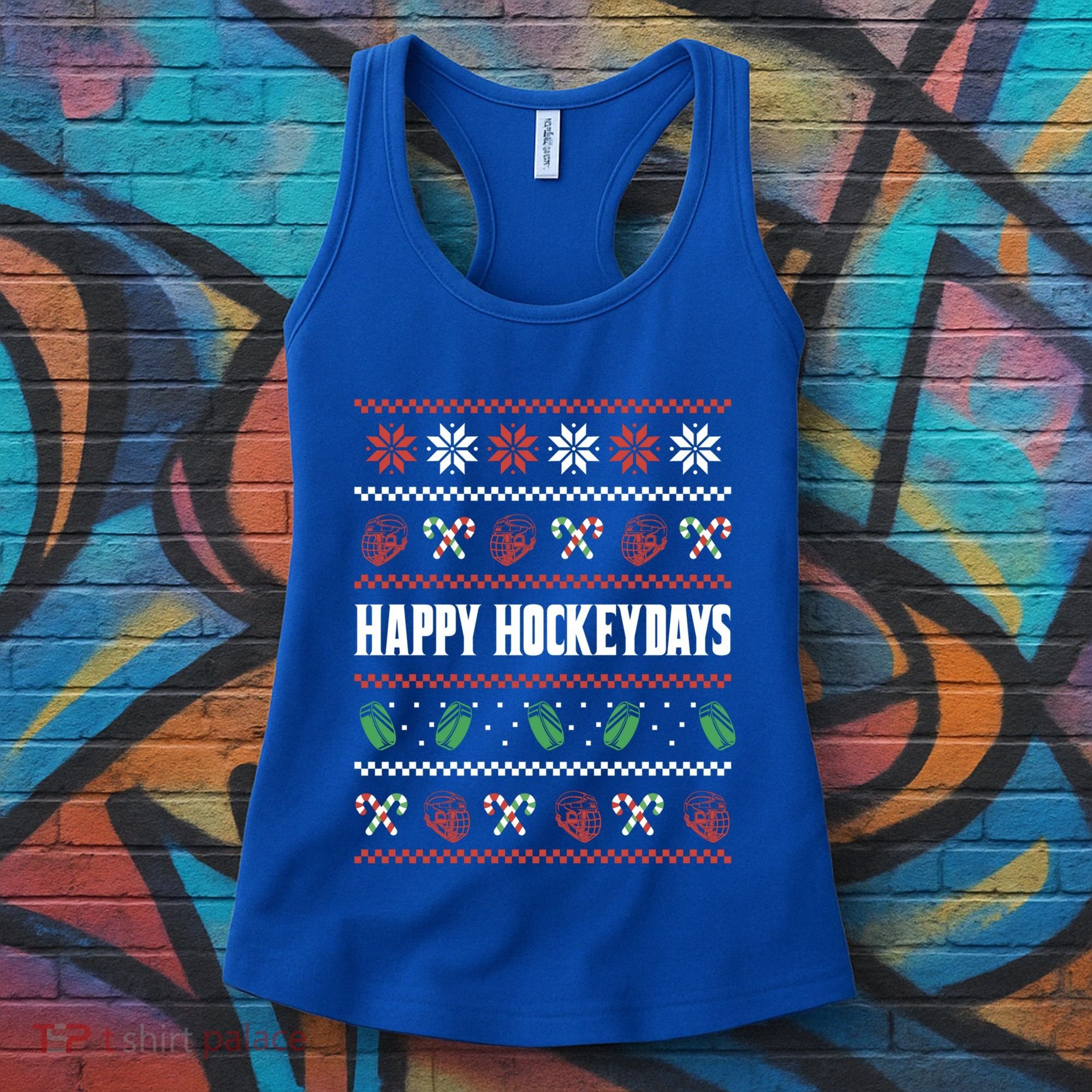 Happy Hockeydays Ugly Chrismas Ice Hockey Gift Women's Tank Top