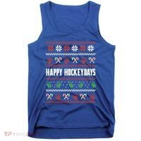 Happy Hockeydays Ugly Chrismas Ice Hockey Gift Tank Top thumb 0