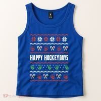 Happy Hockeydays Ugly Chrismas Ice Hockey Gift Tank Top thumb 2