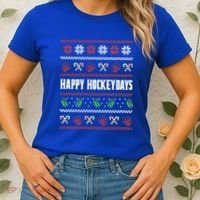 Happy Hockeydays Ugly Chrismas Ice Hockey Gift Women's T-Shirt thumb 2
