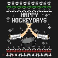 Happy Hockeydays Ugly Christmas Pajama Cool Hockey Pun X Mas T-Shirt thumb 7