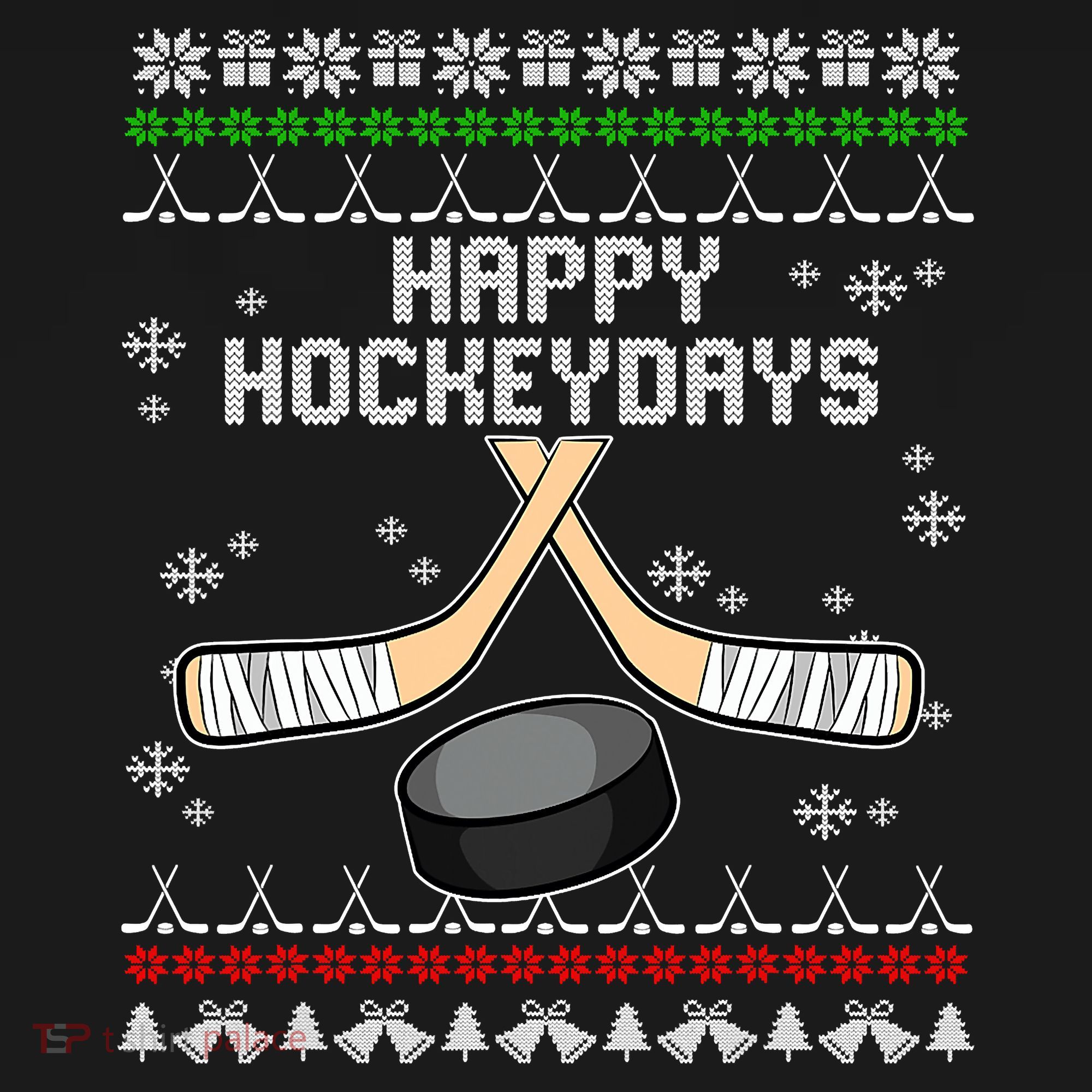 Happy Hockeydays Ugly Christmas Pajama Cool Hockey Pun X Mas T-Shirt