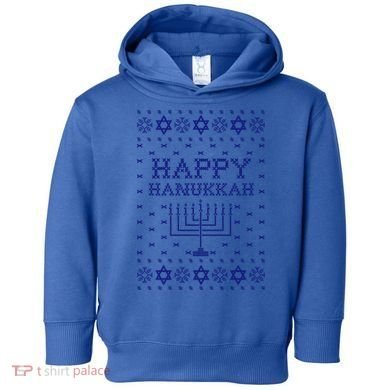 Happy Hanukkah Ugly Sweater Gift Toddler Hoodie