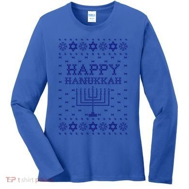 Happy Hanukkah Ugly Sweater Gift Women's Long Sleeve Shirt