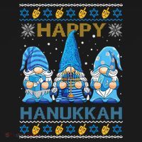 Happy Hanukkah Ugly Christmas Gnome Gnomies Menorah Dreidel Ornament thumb 1