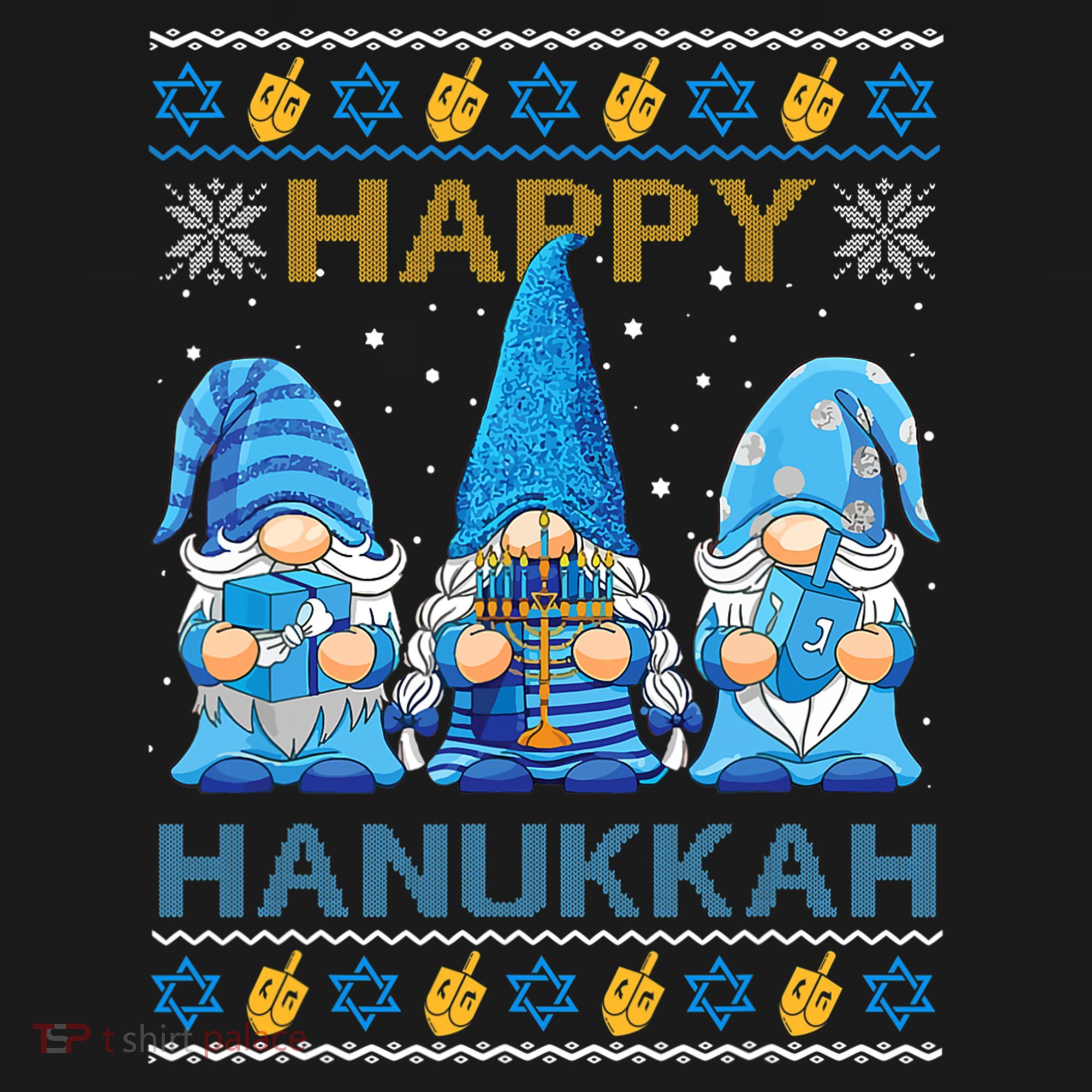 Happy Hanukkah Ugly Christmas Gnome Gnomies Menorah Dreidel Ornament