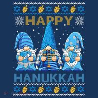 Happy Hanukkah Ugly Christmas Gnome Gnomies Menorah Dreidel Sweatshirt thumb 3