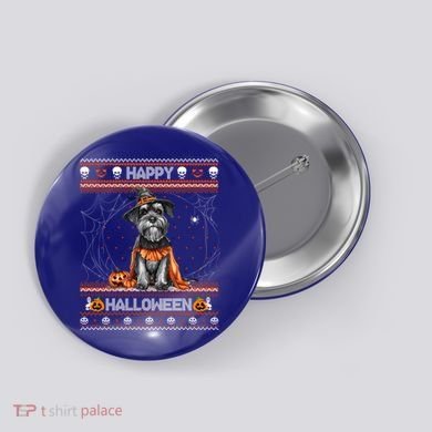Happy Halloween Ugly Miniature Schnauzer Howloween Pumpkin Gift Button