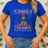 Happy Halloween Ugly Miniature Schnauzer Howloween Pumpkin Gift Women's T-Shirt thumb 2