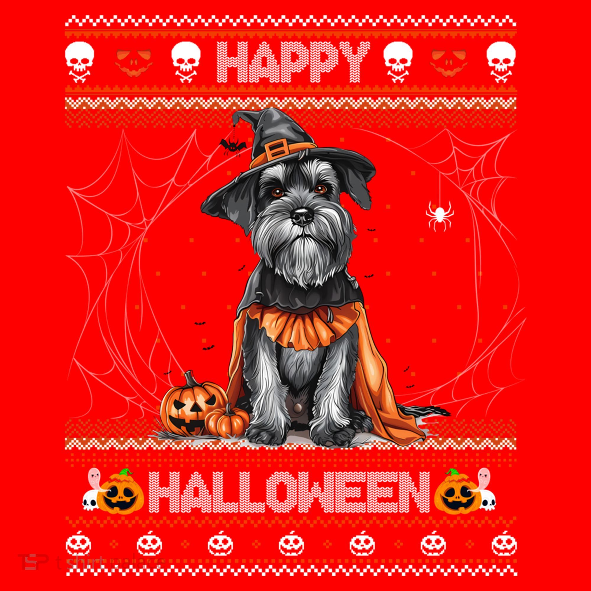 Happy Halloween Ugly Miniature Schnauzer Howloween Pumpkin Gift Santa Hat