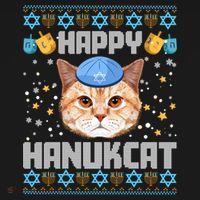 Happy Hanukcat Ugly Hanukkah Sweater Cat Chanukah Jewish Long Sleeve Women's Tank Top thumb 5