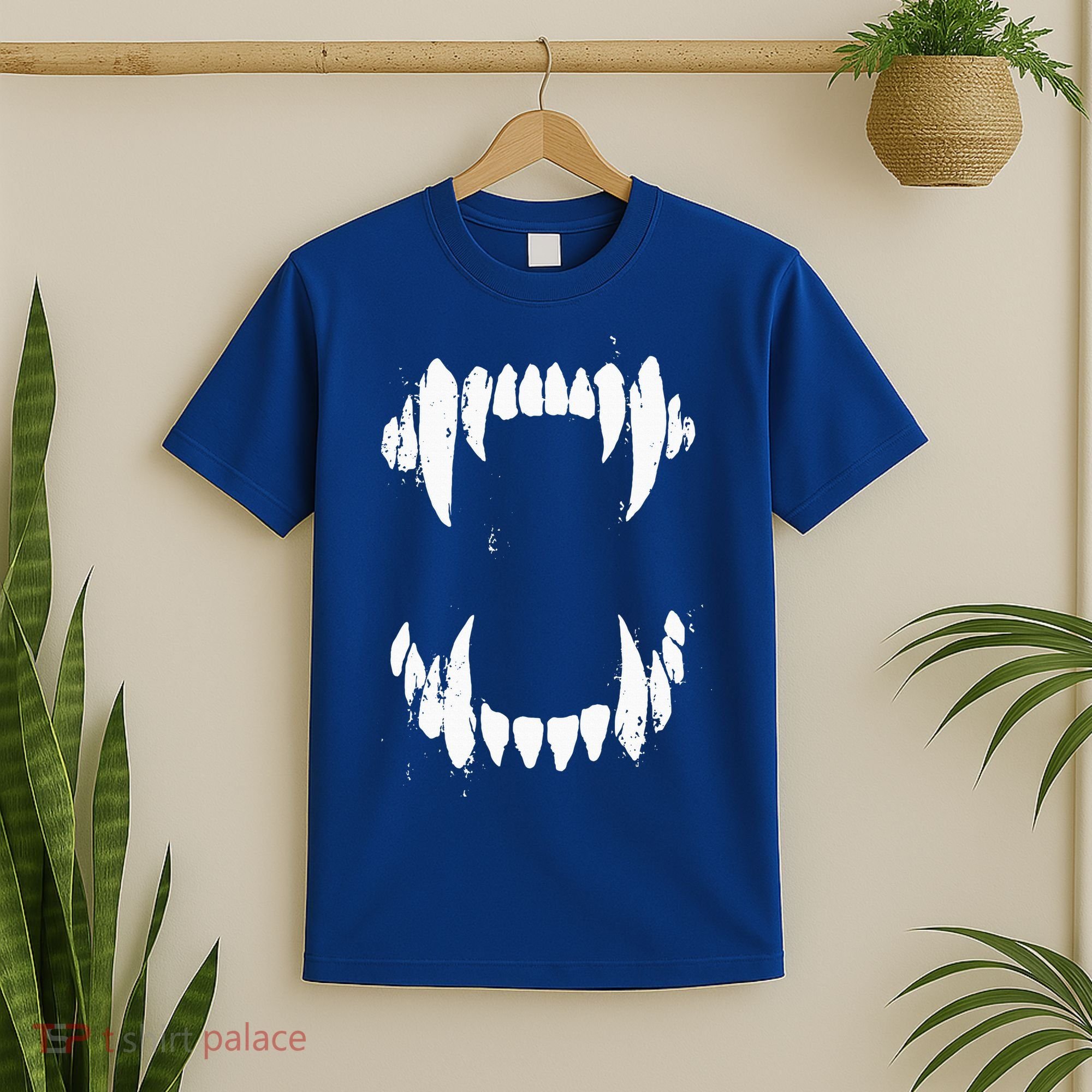 Halloween Horror Wolf Dog Vampire Monster Teeth Costume T-Shirt