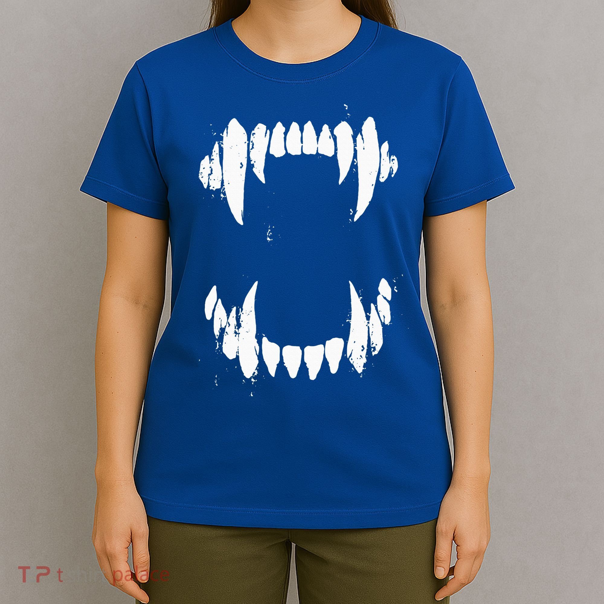 Halloween Horror Wolf Dog Vampire Monster Teeth Costume T-Shirt