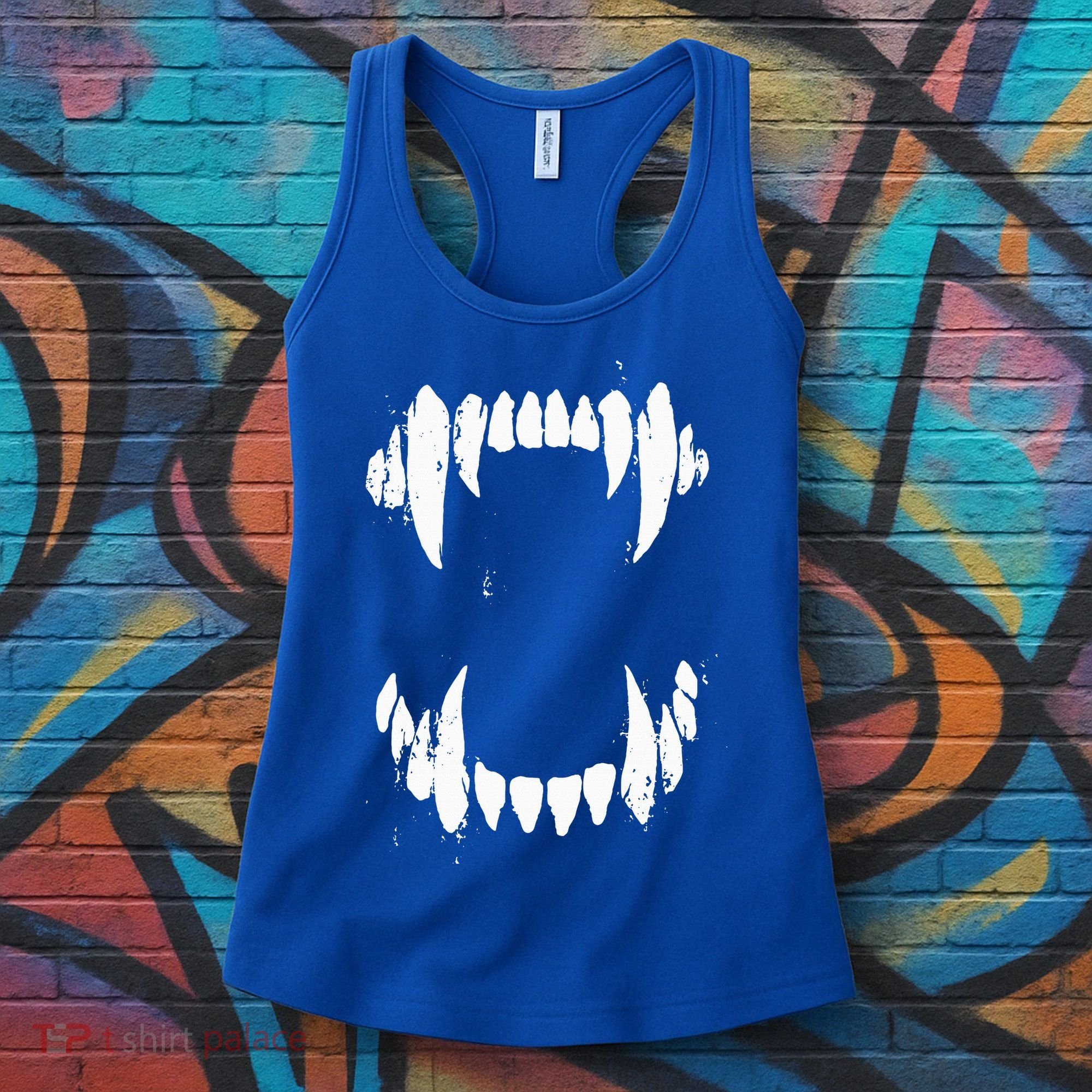 Halloween Horror Wolf Dog Vampire Monster Teeth Costume Women's Tank Top