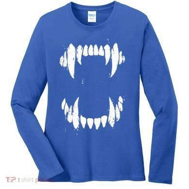 Halloween Horror Wolf Dog Vampire Monster Teeth Costume Women's Long Sleeve Shirt