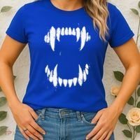 Halloween Horror Wolf Dog Vampire Monster Teeth Costume Women's T-Shirt thumb 2