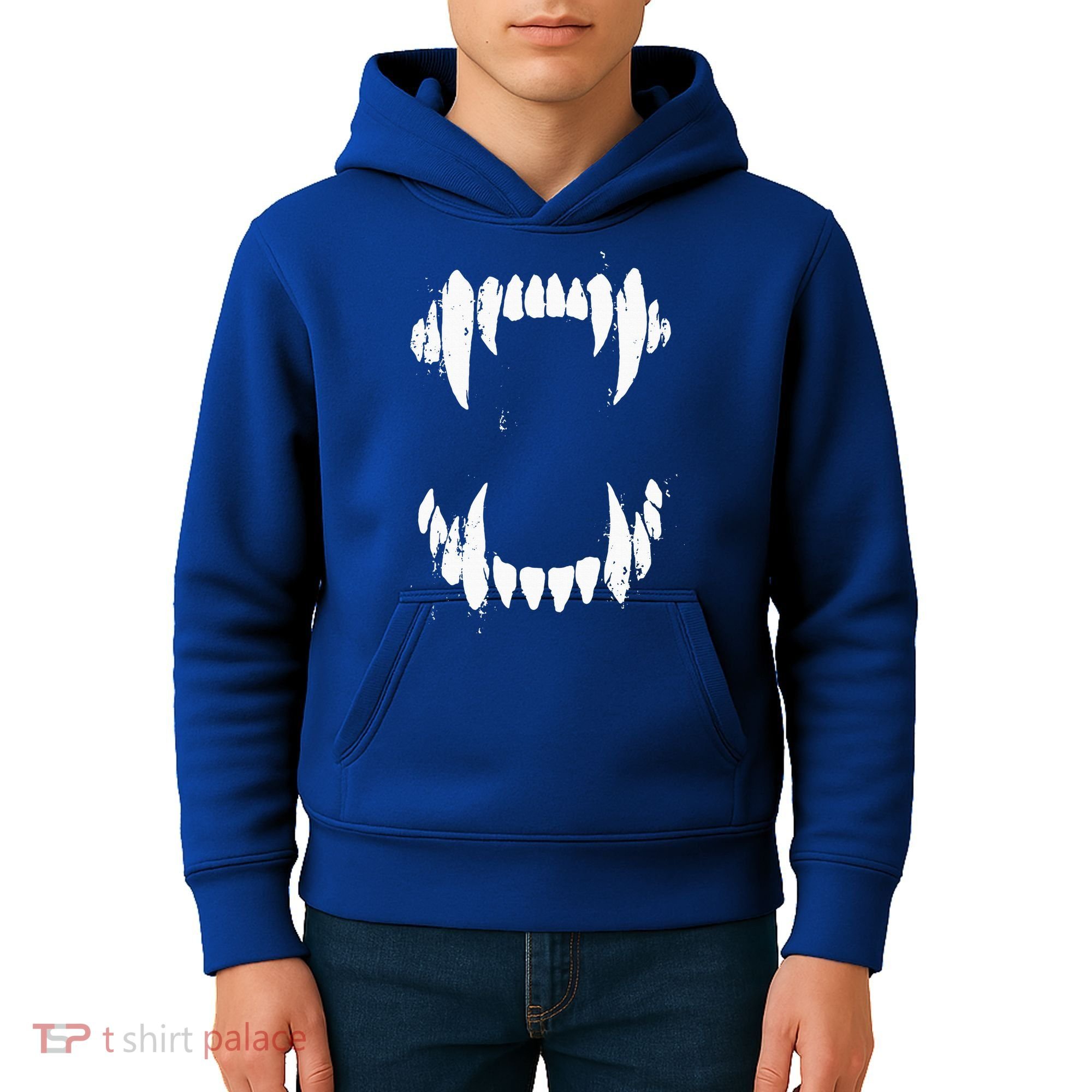 Halloween Horror Wolf Dog Vampire Monster Teeth Costume Kids Hoodie