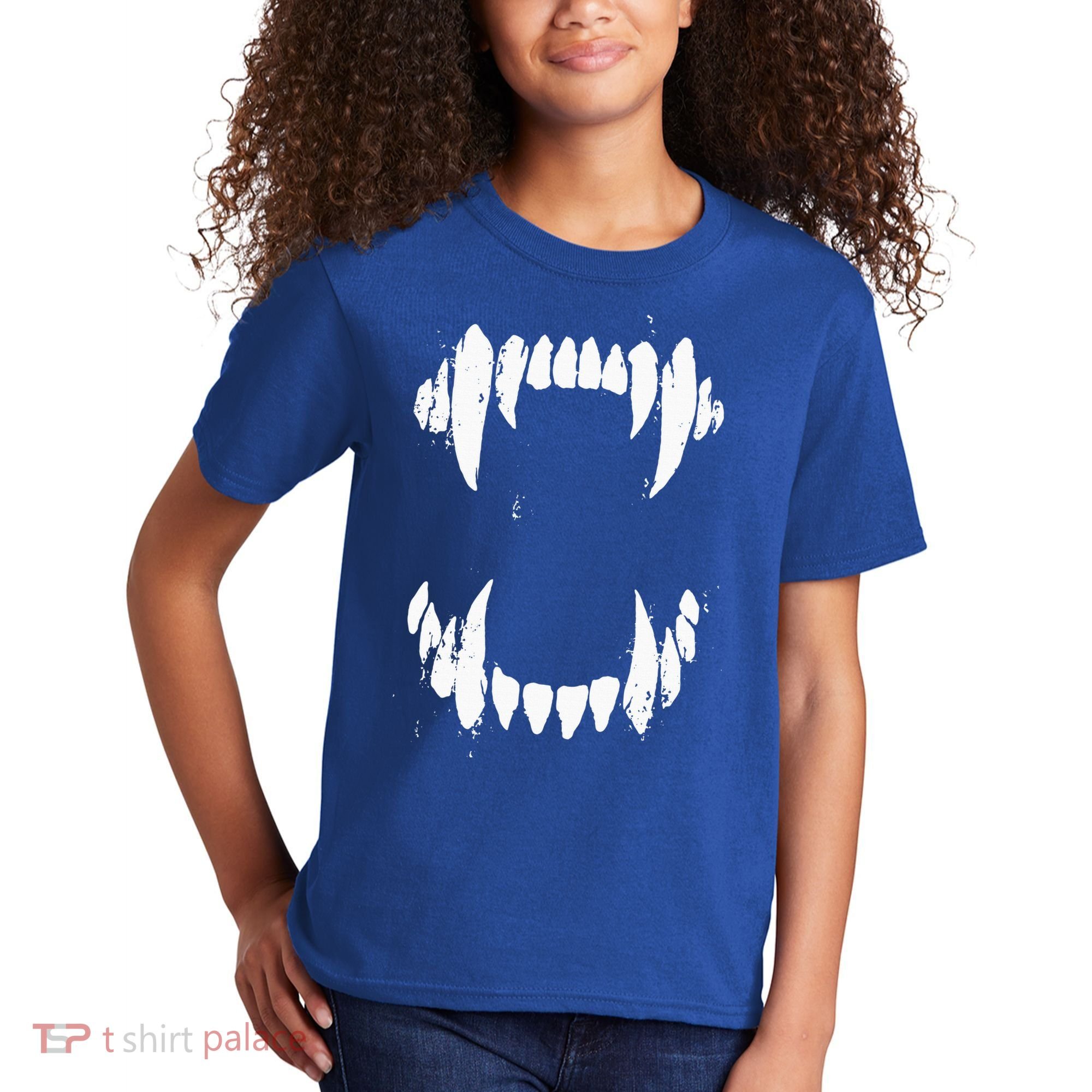 Halloween Horror Wolf Dog Vampire Monster Teeth Costume Kids T-Shirt