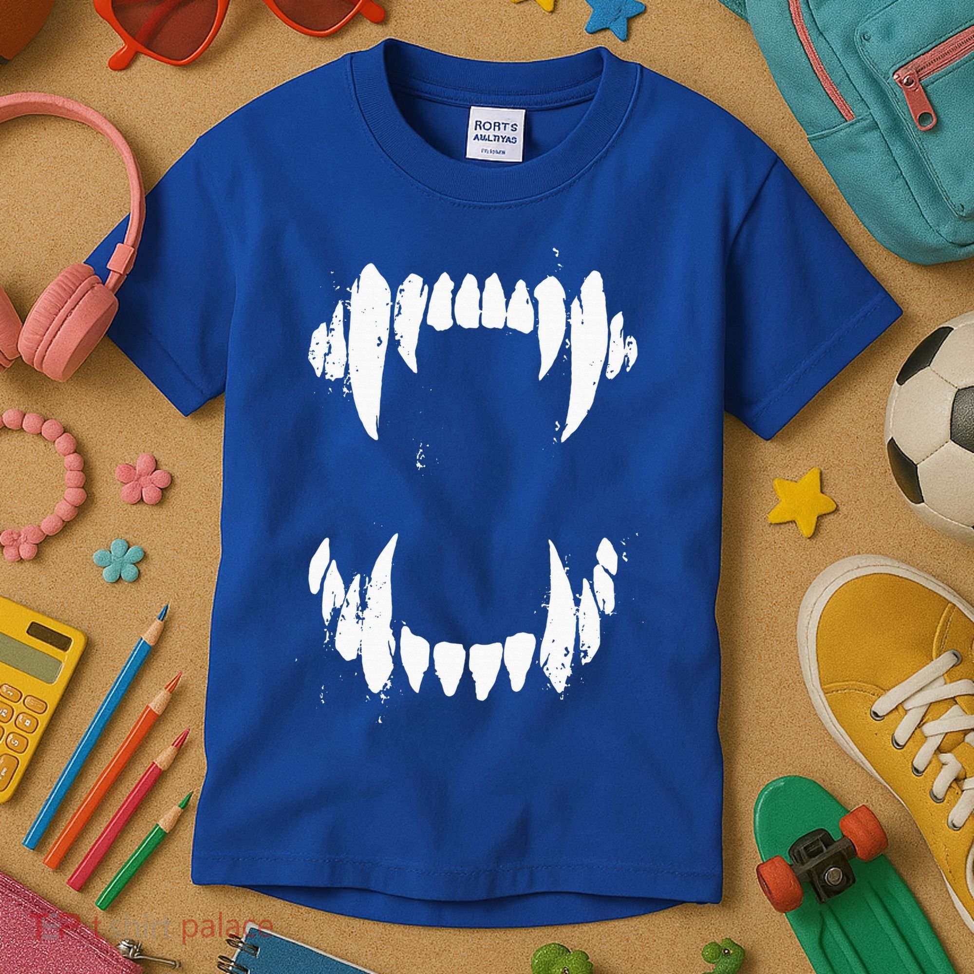 Halloween Horror Wolf Dog Vampire Monster Teeth Costume Kids T-Shirt
