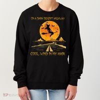 Happy Halloween Witch Riding Brooms On A Dark Desert Highway Women's Sweatshirt thumb 0