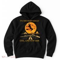 Happy Halloween Witch Riding Brooms On A Dark Desert Highway Hoodie thumb 0