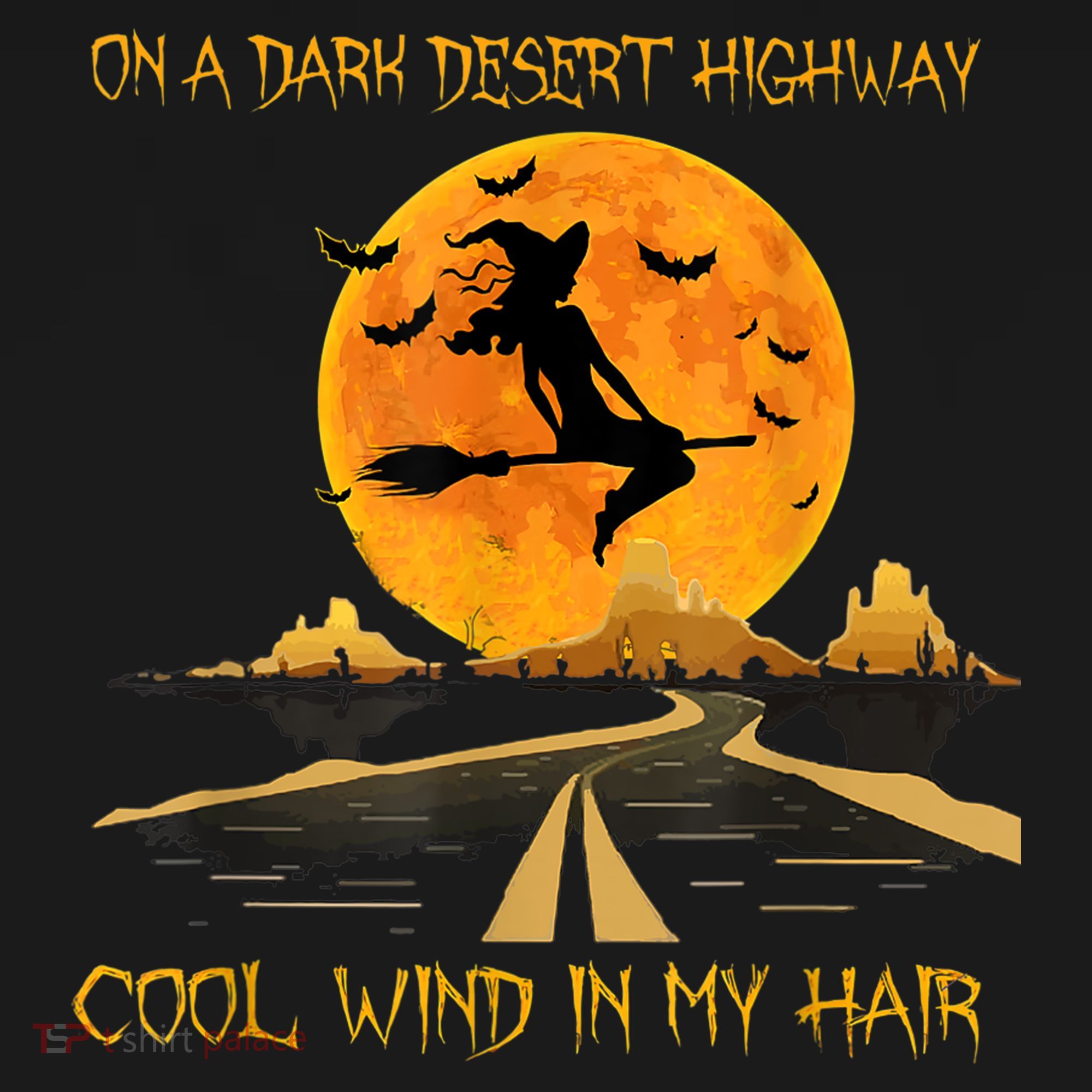 Happy Halloween Witch Riding Brooms On A Dark Desert Highway Sweatshirt