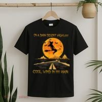 Happy Halloween Witch Riding Brooms On A Dark Desert Highway T-Shirt thumb 2
