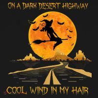 Happy Halloween Witch Riding Brooms On A Dark Desert Highway Women's Hoodie thumb 2