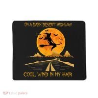 Happy Halloween Witch Riding Brooms On A Dark Desert Highway Mousepad thumb 0