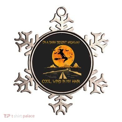 Happy Halloween Witch Riding Brooms On A Dark Desert Highway Ornament
