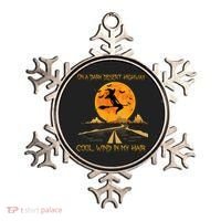 Happy Halloween Witch Riding Brooms On A Dark Desert Highway Ornament thumb 0