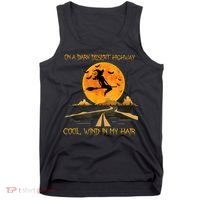 Happy Halloween Witch Riding Brooms On A Dark Desert Highway Tank Top thumb 0