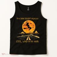 Happy Halloween Witch Riding Brooms On A Dark Desert Highway Tank Top thumb 2