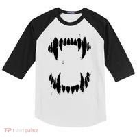Halloween Horror Wolf Dog Vampire Monster Teeth Costume Kids Colorblock Raglan Jersey thumb 0