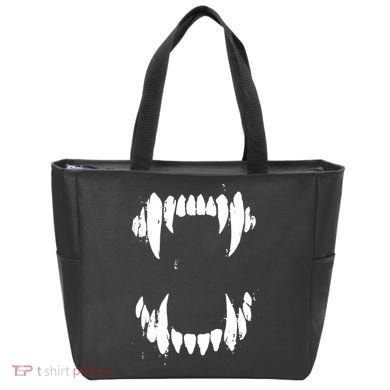 Halloween Horror Wolf Dog Vampire Monster Teeth Costume Tote Bag